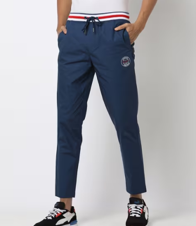 Men Tapered Fit Flat-Front Trousers