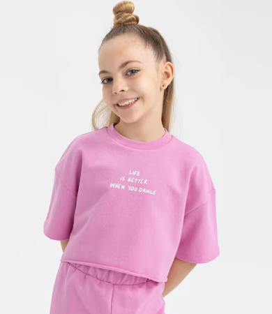Girls Round Neck Cotton Top