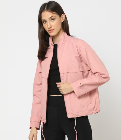 Women Zip-Front Relaxed Fit Jacket