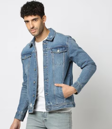 Men Slim Fit Relaxed Denim Jacket